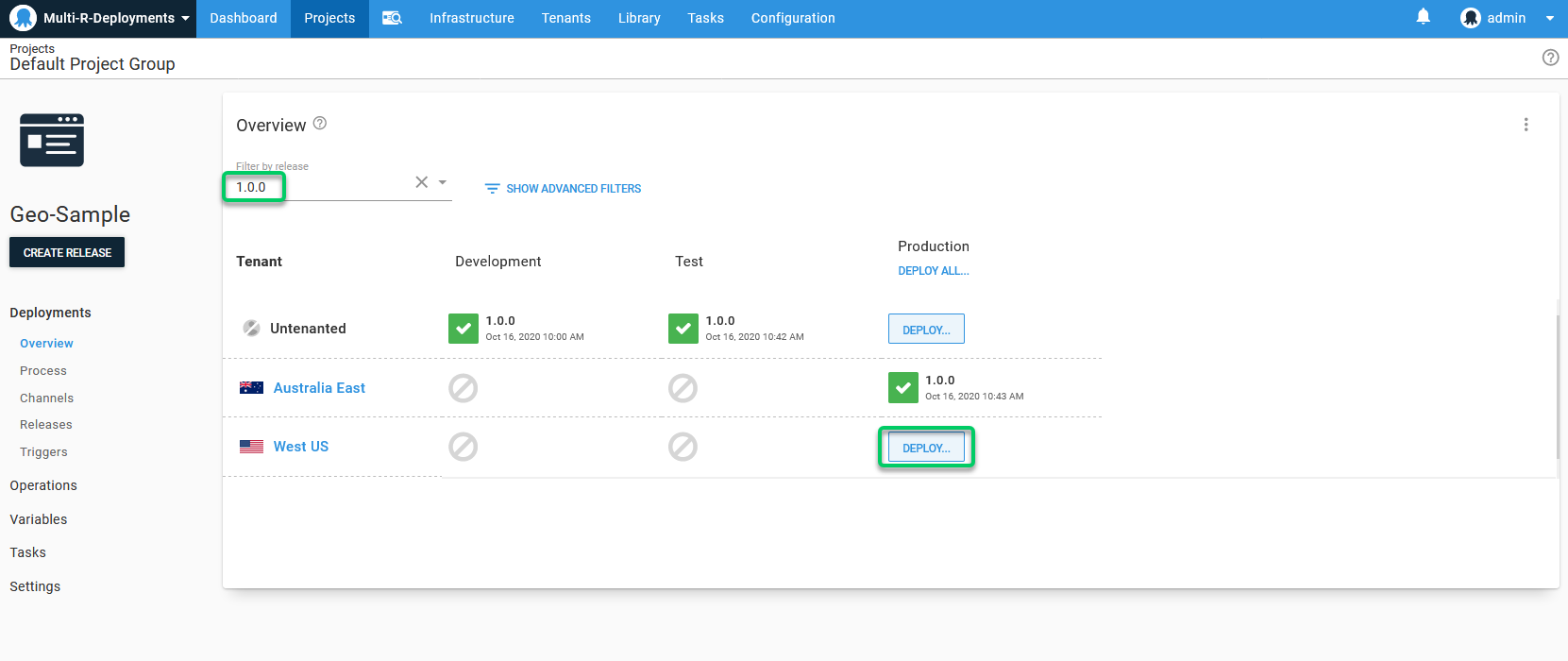Promoting a release to several production regions