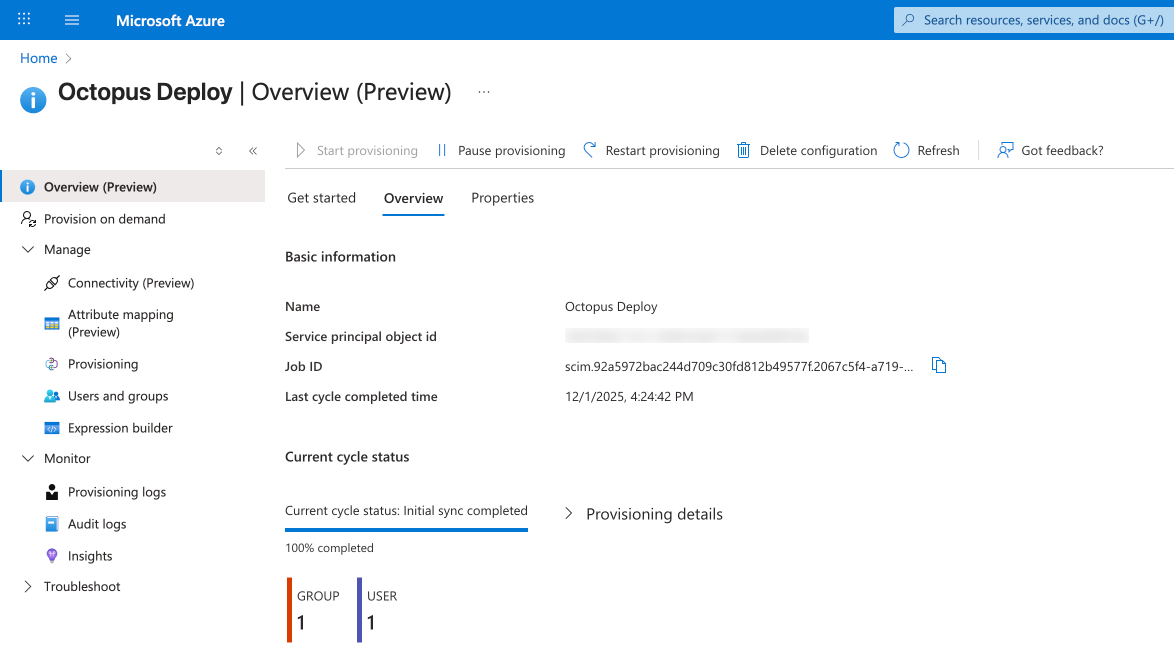 Provisioning sync completed
